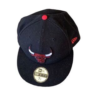 New Era 59Fifty NBA Chicago Bulls Black Fitted Cap Hat 7 5/8 NWT